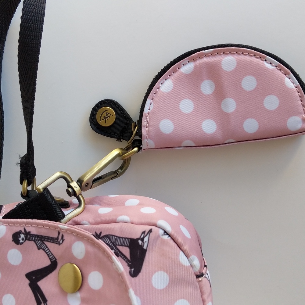 IZAK Pink Zazie Dots Flap Crossbody Bag, Coin Purse and Key Chain - Picture 3 of 15